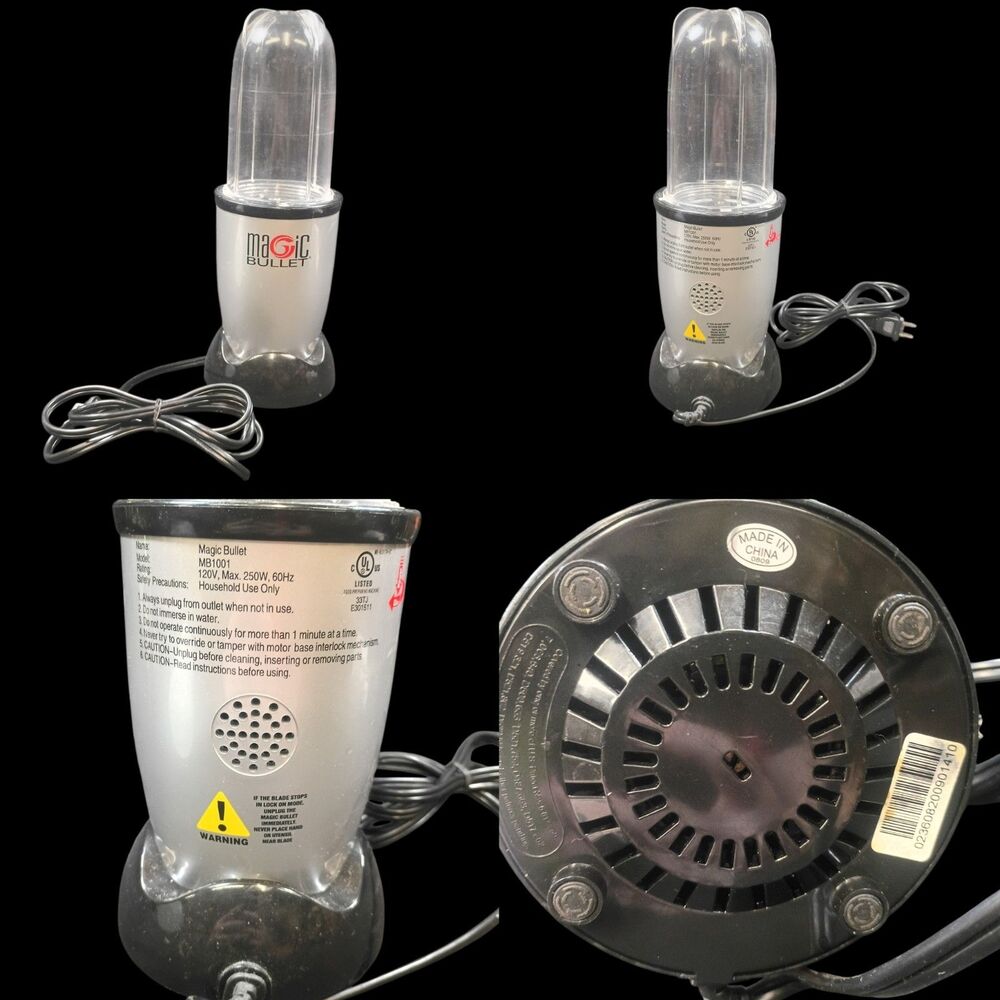 Magic Bullet  Silver W Black Base 250W Motor + Steel Cross Blade + Tall Cup